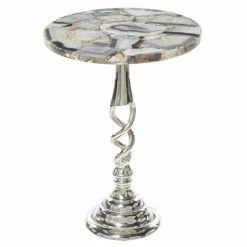 Budget 🎁 Grayson Lane Contemporary Silver Metal Round Accent Table 🛒