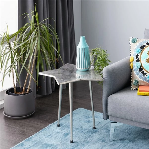 Budget 😉 Grayson Lane Silver Metal Live Edge End Table 😀 2 Budget 😉 Grayson Lane Silver Metal Live Edge End Table 😀 - Image 2