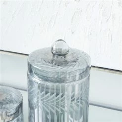 New 🤩 Grayson Lane Set of 2 Glam Decorative Jars in Grey Glass 🔥 -GRAYSON LANE Sales 2022 330857377 AlternateImage2 l