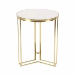 Flash Sale 🌟 Grayson Lane Gold Iron with Granite/Marble Round End Table 🧨