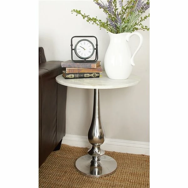 Wholesale 𧨠Grayson Lane Traditional White Granite/Marble Round End Table π₯° 3 Wholesale 𧨠Grayson Lane Traditional White Granite/Marble Round End Table π₯° - Image 3