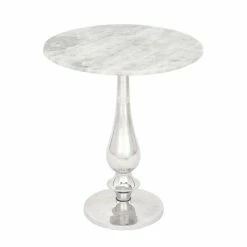 Wholesale 🧨 Grayson Lane Traditional White Granite/Marble Round End Table 🥰