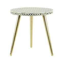 Budget ๐ฅ Grayson Lane Gold Wood Round End Table ๐