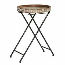 Discount 😀 Grayson Lane Farmhouse Grey Metal with Wood Round End Table 🎁