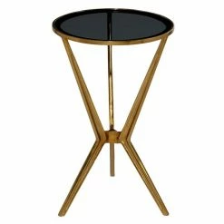 Best deal 🥰 Grayson Lane Modern Gold Aluminum with Glass Round End Table ⌛