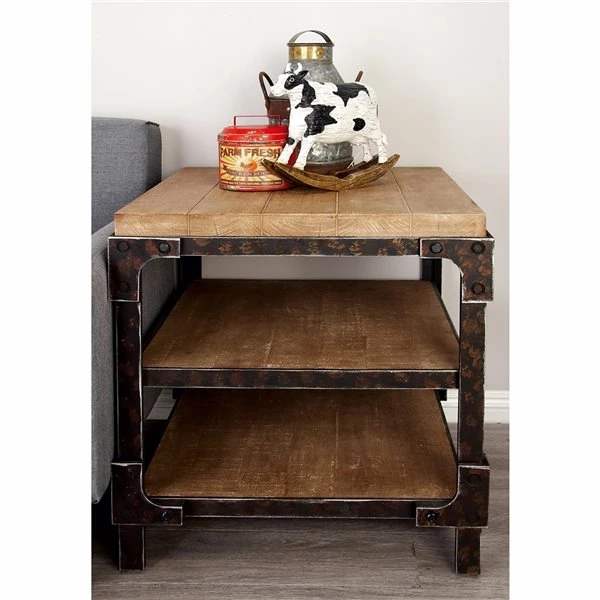 Coupon 🌟 Grayson Lane Brown and Black Chinese Fir Square End Table 🤩 2 Coupon 🌟 Grayson Lane Brown and Black Chinese Fir Square End Table 🤩 - Image 2