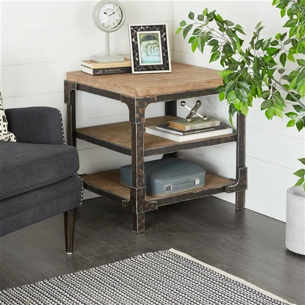 Coupon 🌟 Grayson Lane Brown and Black Chinese Fir Square End Table 🤩 3 Coupon 🌟 Grayson Lane Brown and Black Chinese Fir Square End Table 🤩 - Image 3