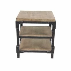 Coupon 🌟 Grayson Lane Brown and Black Chinese Fir Square End Table 🤩
