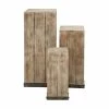 Hot Sale 🌟 Grayson Lane Rustic Brown Wood Square Pedestral End Table - Set of 3 ✨