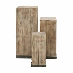 Hot Sale 🌟 Grayson Lane Rustic Brown Wood Square Pedestral End Table - Set of 3 ✨