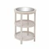 Coupon 🌟 Grayson Lane White Wood with Mirror Round 3-Tier End Table 🎁