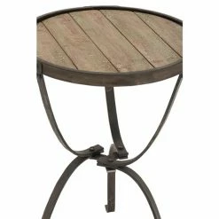 Outlet 💯 Grayson Lane Industrial Brown Iron and Wood Round End Table ✔️ -GRAYSON LANE Sales 2022 330857428 AlternateImage3 l