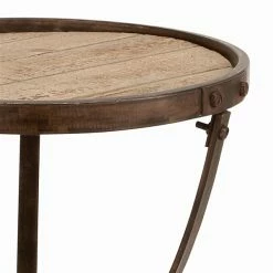 Outlet 💯 Grayson Lane Industrial Brown Iron and Wood Round End Table ✔️ -GRAYSON LANE Sales 2022 330857428 AlternateImage4 l