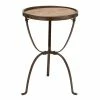 Outlet 💯 Grayson Lane Industrial Brown Iron and Wood Round End Table ✔️
