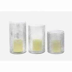 Hot Sale 👏 Grayson Lane Set of 3 Traditional Clear Glass Pillar Candle Holder 👍