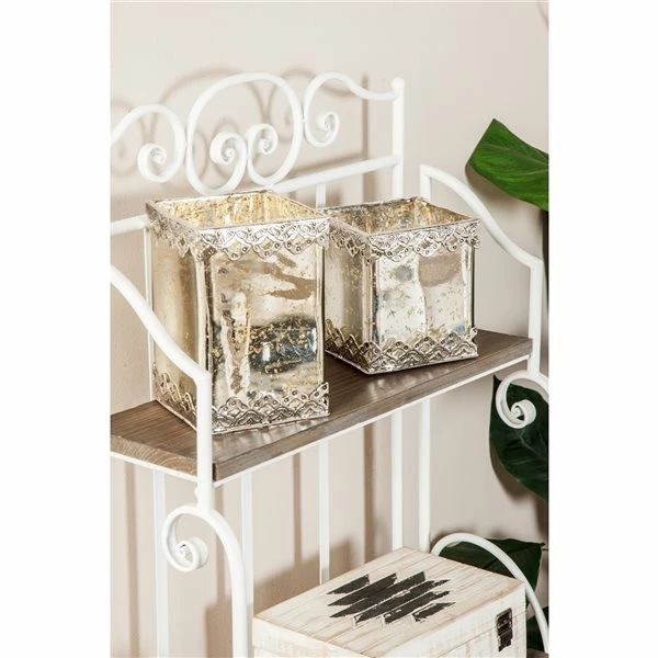 Best Pirce 🎁 Grayson Lane Set of 2 Glam White Glass Pillar Candle Holder ⌛ 2 Best Pirce 🎁 Grayson Lane Set of 2 Glam White Glass Pillar Candle Holder ⌛ - Image 2