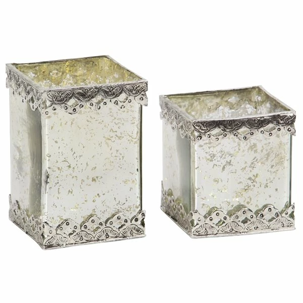 Best Pirce 🎁 Grayson Lane Set of 2 Glam White Glass Pillar Candle Holder ⌛ 1 Best Pirce 🎁 Grayson Lane Set of 2 Glam White Glass Pillar Candle Holder ⌛