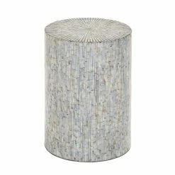 Best Sale π― Grayson Lane Grey Shell and Wood Round End Table π