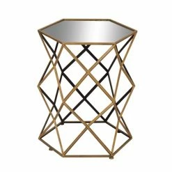 Flash Sale 👏 Grayson Lane Gold And Black Mirror Hexagon End Table ✨