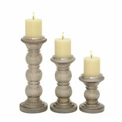 New 🔥 Grayson Lane Set of 3 Traditional Glass Pillar Candle Holder 😀