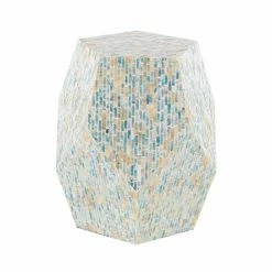 Cheapest 🎁 Grayson Lane Blue And Beige Resin Live Edge End Table 🎁