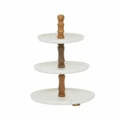 Cheapest 😍 Grayson Lane 19-in x 14-in Contemporary 3-Tier Tray Stand in White Wood 😉 -GRAYSON LANE Sales 2022 330857450 AlternateImage4 l