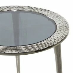 Top 10 😉 Grayson Lane Contemporary Silver Aluminum with Glass Round End Table 👏 -GRAYSON LANE Sales 2022 330857452 AlternateImage3 l