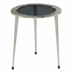 Top 10 😉 Grayson Lane Contemporary Silver Aluminum with Glass Round End Table 👏
