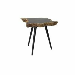 Budget ๐ฏ Grayson Lane Brown Rosewood and Metal Live Edge End Table ๐