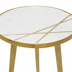 Deals 🤩 Grayson Lane Gold Aluminum and Granite/Marble Round End Table ✨ -GRAYSON LANE Sales 2022 330857459 AlternateImage3 l