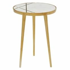 Deals 🤩 Grayson Lane Gold Aluminum and Granite/Marble Round End Table ✨