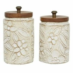 Deals 😉 Grayson Lane Set of 2 Farmhouse White Decorative Jars 🌟