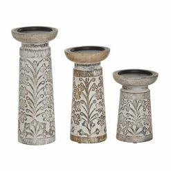 Promo 🛒 Grayson Lane Set of 3 Brown Mango Wood Pillar Candle Holder 🔥 -GRAYSON LANE Sales 2022 330857463 AlternateImage5 l
