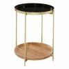 Coupon 🌟 Grayson Lane Gold Mango Wood and Metal Round End Table ✔️
