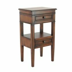 Promo 🌟 Grayson Lane Traditional Brown Pine Wood Rectangular End Table 🛒