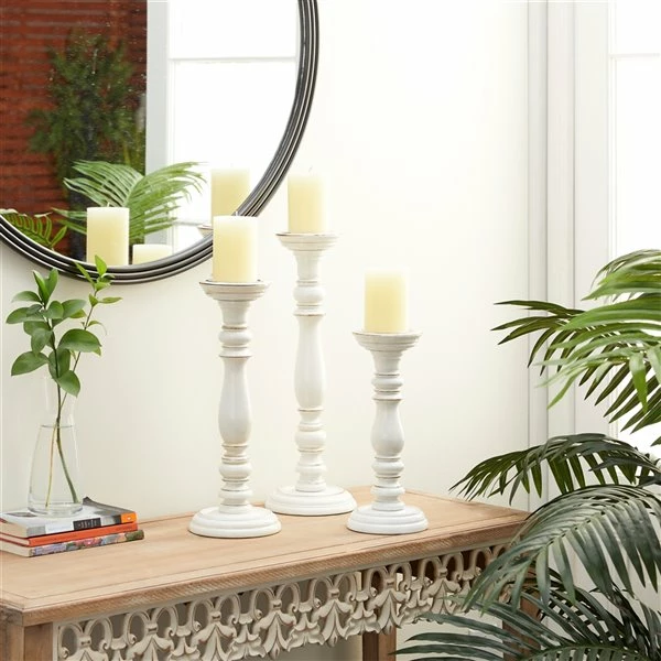 Deals π Grayson Lane Set of 3 White Mango Wood Pillar Country Cottage Candle Holder β 2 Deals π Grayson Lane Set of 3 White Mango Wood Pillar Country Cottage Candle Holder β - Image 2