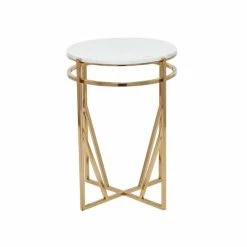 New 🎉 Grayson Lane Gold Metal with Granite/Marble Round End Table ✨