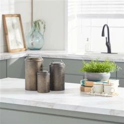 Discount ⭐ Grayson Lane Set of 3 Farmhouse Black Metal Canisters 😍 -GRAYSON LANE Sales 2022 330857489 AlternateImage1 l