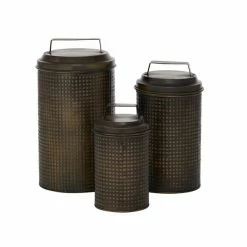 Discount ⭐ Grayson Lane Set of 3 Farmhouse Black Metal Canisters 😍 -GRAYSON LANE Sales 2022 330857489 AlternateImage4 l