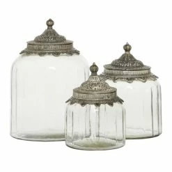 Best reviews of 😉 Grayson Lane Set of 3 Traditional Clear Glass Decorative Jars 👏 -GRAYSON LANE Sales 2022 330857493 AlternateImage4 l