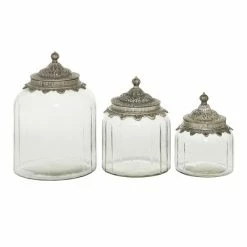 Best reviews of 😉 Grayson Lane Set of 3 Traditional Clear Glass Decorative Jars 👏