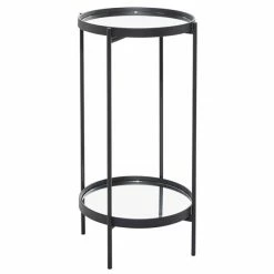 Promo 🧨 Grayson Lane Contemporary Black Metal with Glass Round End Table 🎁