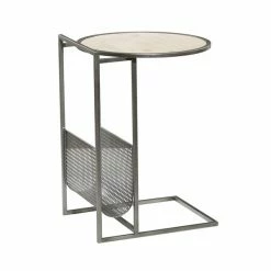 Discount 🎁 Grayson Lane Grey Metal with Wood Round End Table 😍