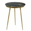 Budget 🧨 Grayson Lane Gold and Black Granite/Marble Round End Table 💯