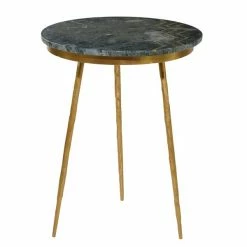 Budget 𧨠Grayson Lane Gold and Black Granite/Marble Round End Table π―