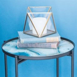 Best Sale 🧨 Grayson Lane Blue Glass Round End Table 👍 -GRAYSON LANE Sales 2022 330857507 AlternateImage4 l