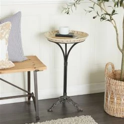 New 🔔 Grayson Lane Farmhouse White Pine Wood and Iron Round End Table ❤️ -GRAYSON LANE Sales 2022 330857513 AlternateImage2 l
