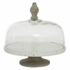 Discount 🤩 Grayson Lane 12-in x 12-in Contemporary Cake Stand with Cloche in White Glass and Iron 🎉
