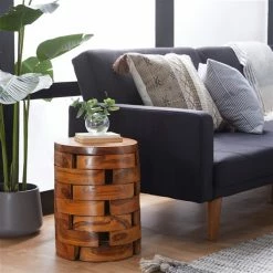 Best reviews of 🔔 Grayson Lane Brown Wood Round End Table/Footstool 🤩 -GRAYSON LANE Sales 2022 330857519 AlternateImage2 l
