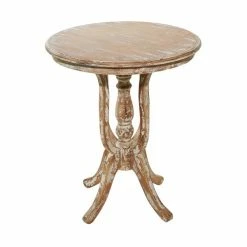 Cheap 🥰 Grayson Lane Farmhouse Light Brown Wood Round Accent Table 😉